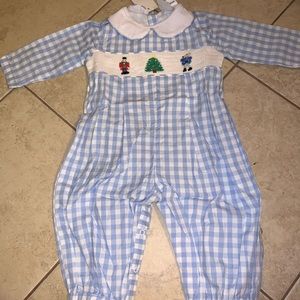 Nutcracker Christmas light blue gingham outfit
